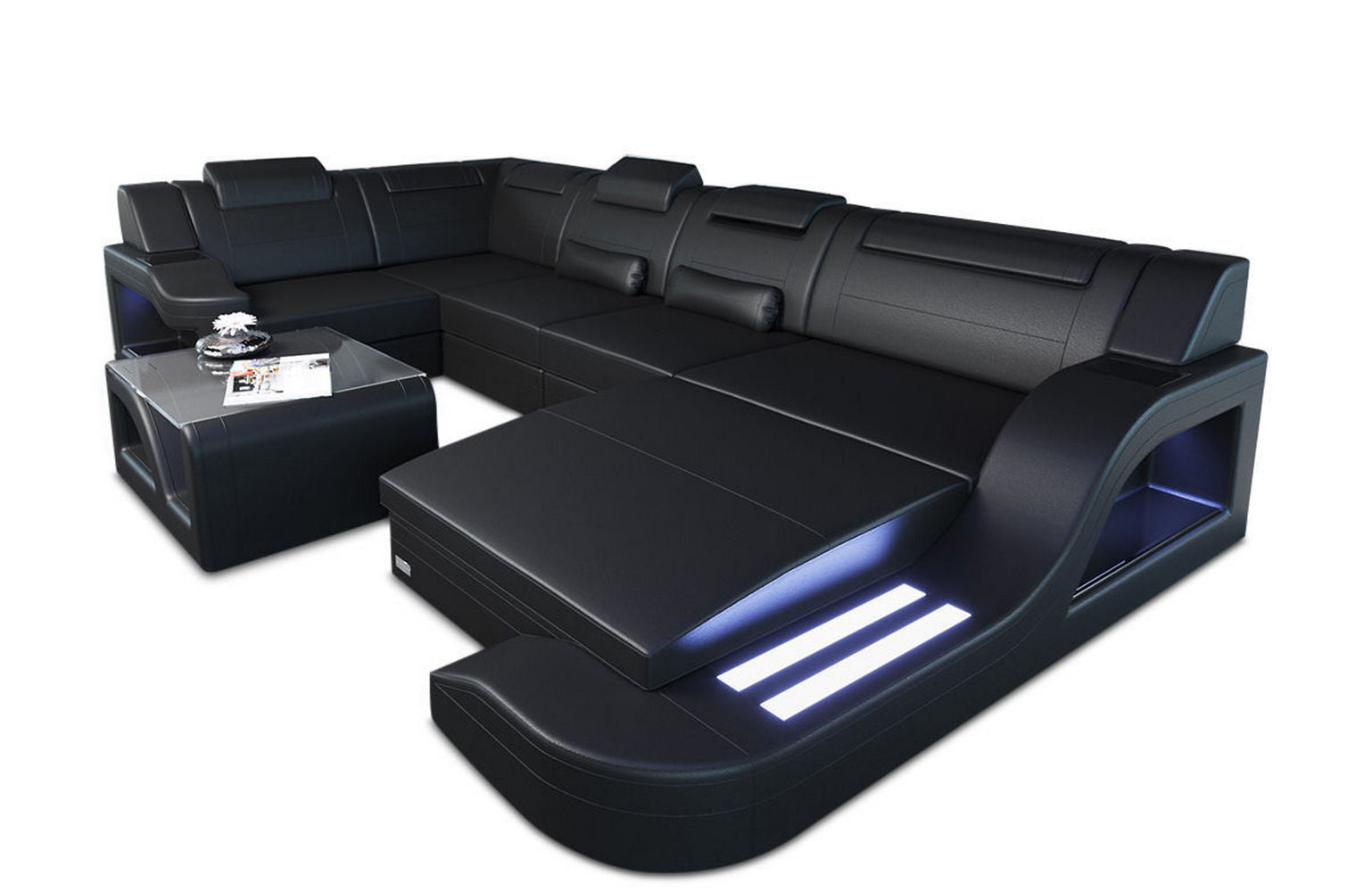 Design Wohnlandschaft Palermo U-Form mit LED