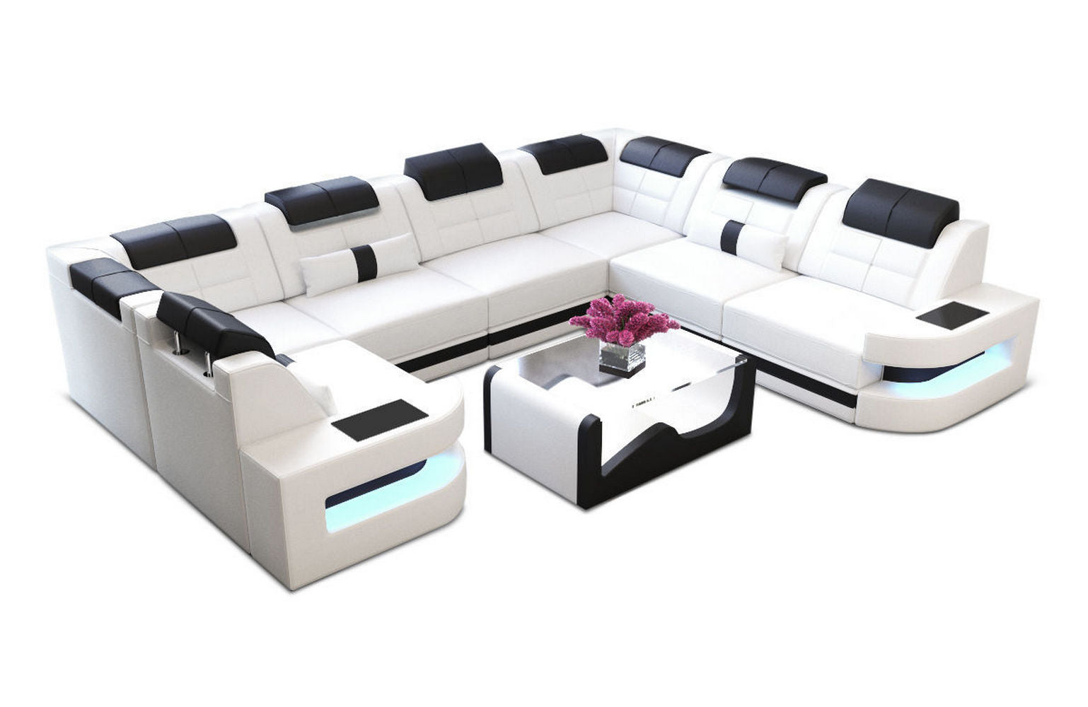 Leder Couch Como U Form mit Beleuchtung – Modern & Stilvoll