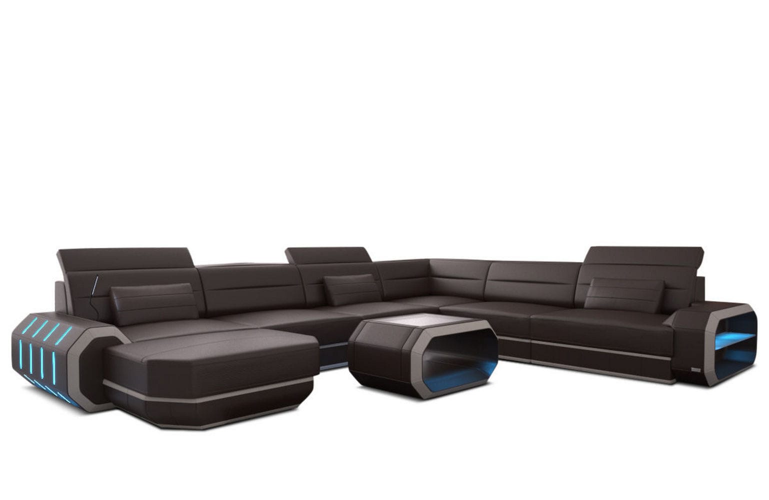 XL Wohnlandschaft Roma mit LED – Komfort & Stil dunkelbraun-beige
