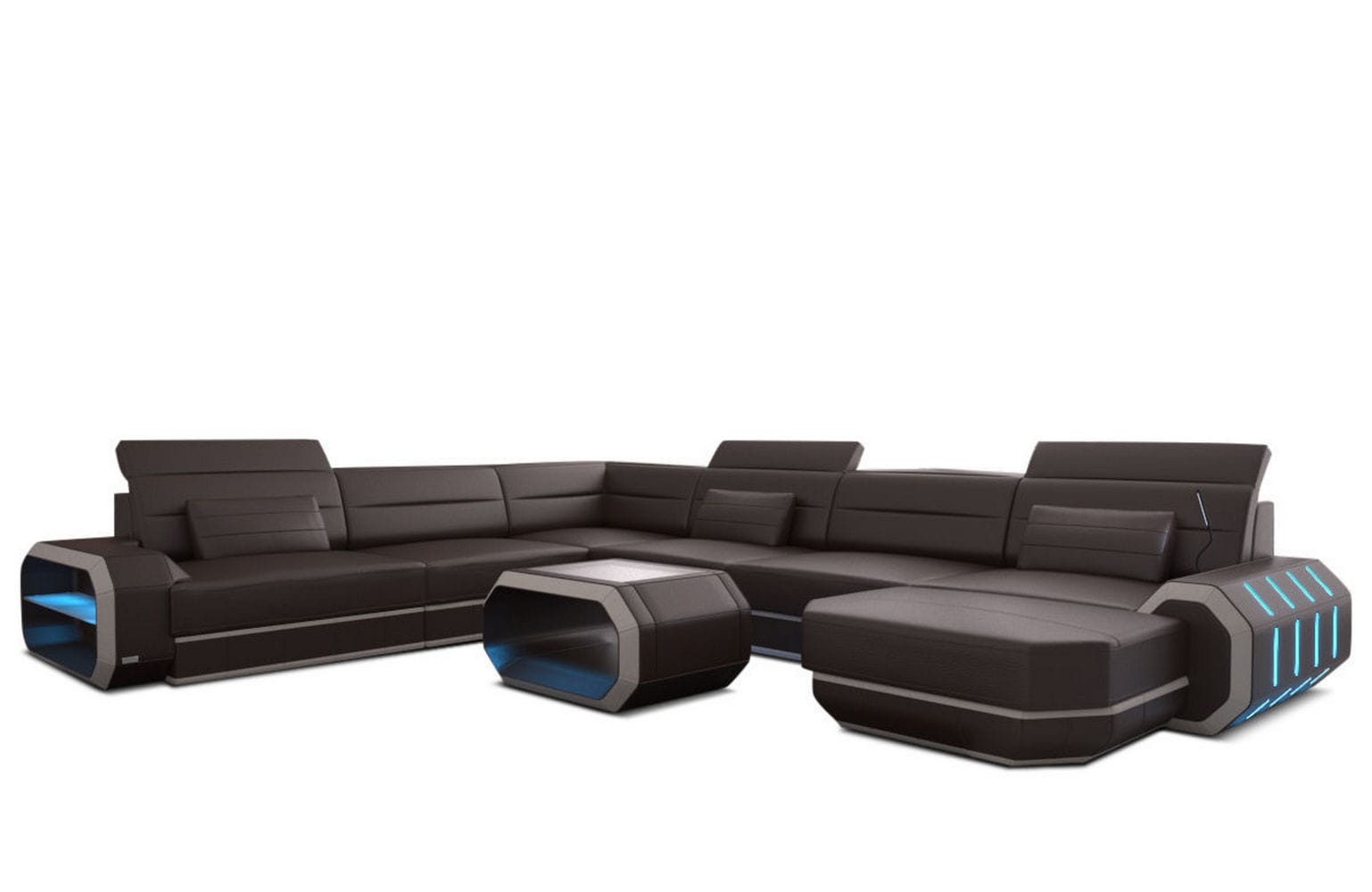 XL Wohnlandschaft Roma mit LED – Komfort & Stil dunkelbraun-beige