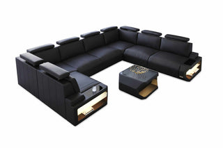 Leder-Wohnlandschaft Siena – Luxus & Komfort in Kunstleder und der Farbe Schwarz - Ausrichtung rechts