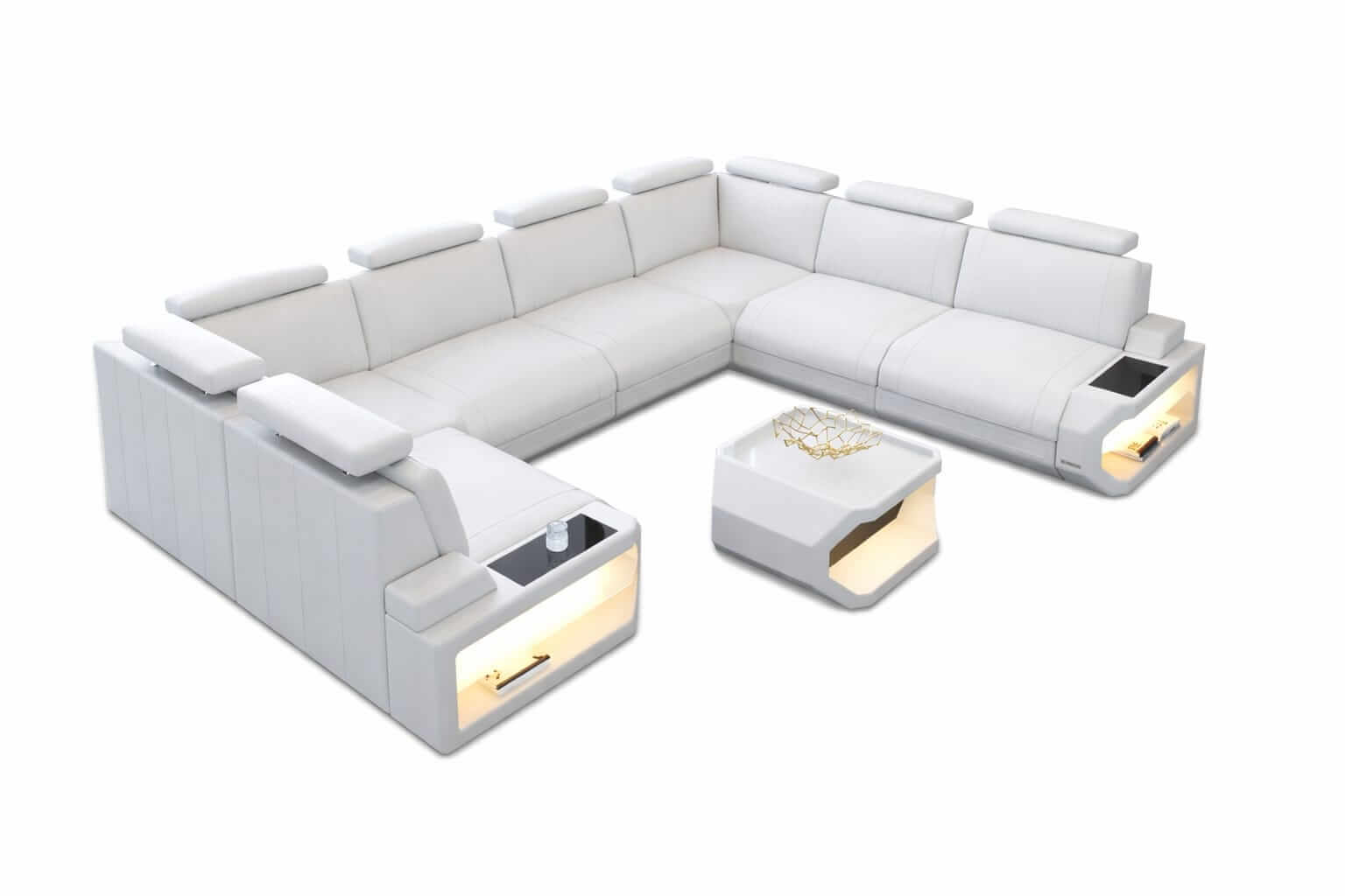 Designsofa Siena aus Leder weiß