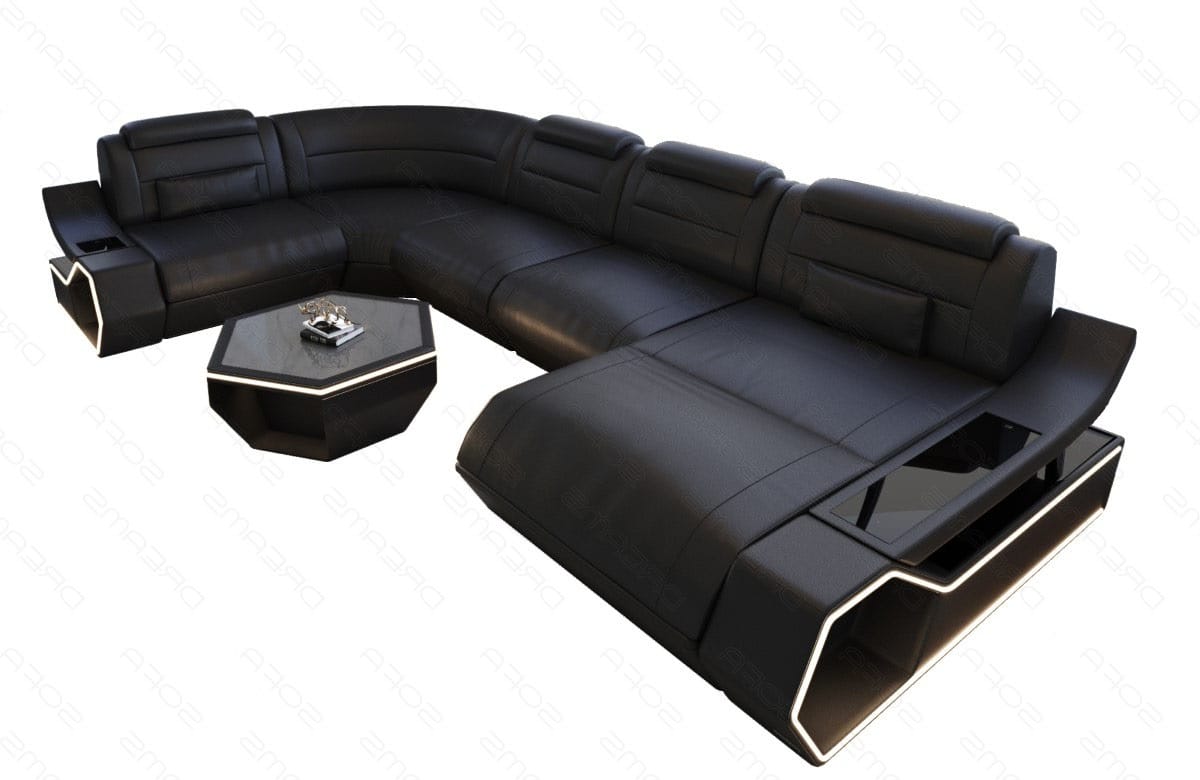 Leder Wohnlandschaft Toscano U Form – Luxus & Komfort schwarz