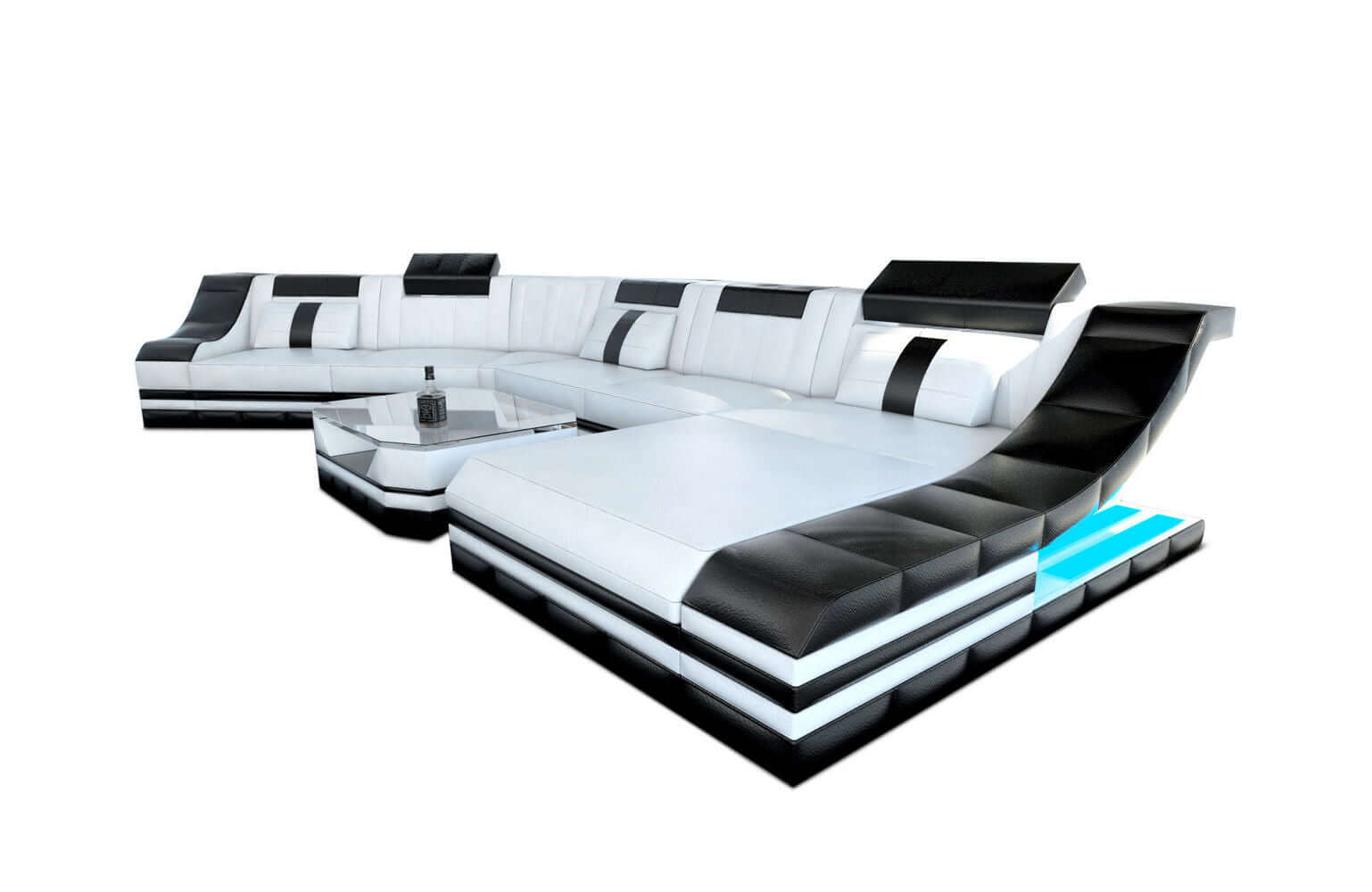 Mini Sofa Turino CL-Form aus Leder weiss-schwarz