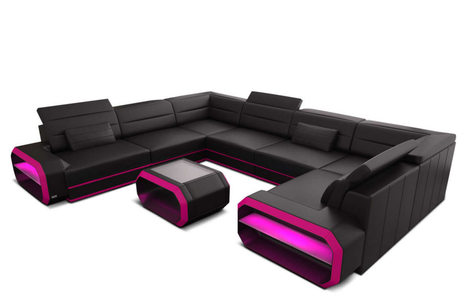 Leder Wohnlandschaft Verona U-Form Mini