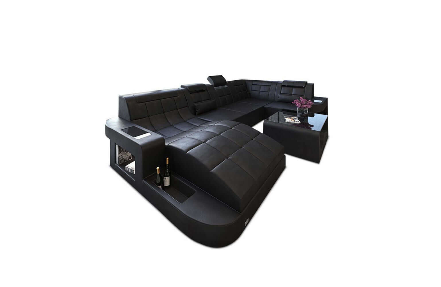 Mini Relax Wohnlandschaft Wave mit LED – Komfort Schwarz