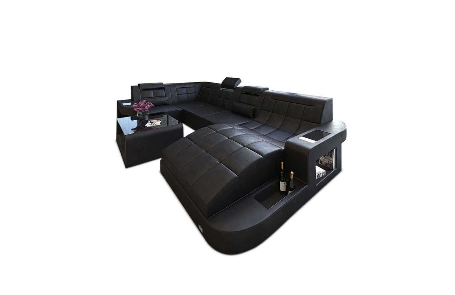 Mini Relax Wohnlandschaft Wave mit LED – Komfort Schwarz