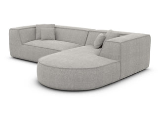 Polster Ecksofa Monterola L-Form kurz in Strukturstoff und der Farbe Hellgrau - Ausrichtung rechts