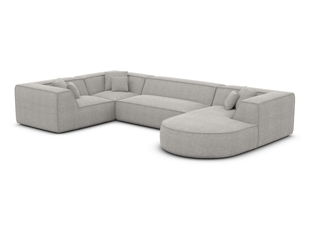 Wohnlandschaft Monterola XL U-Form in Stoff Hellgrau