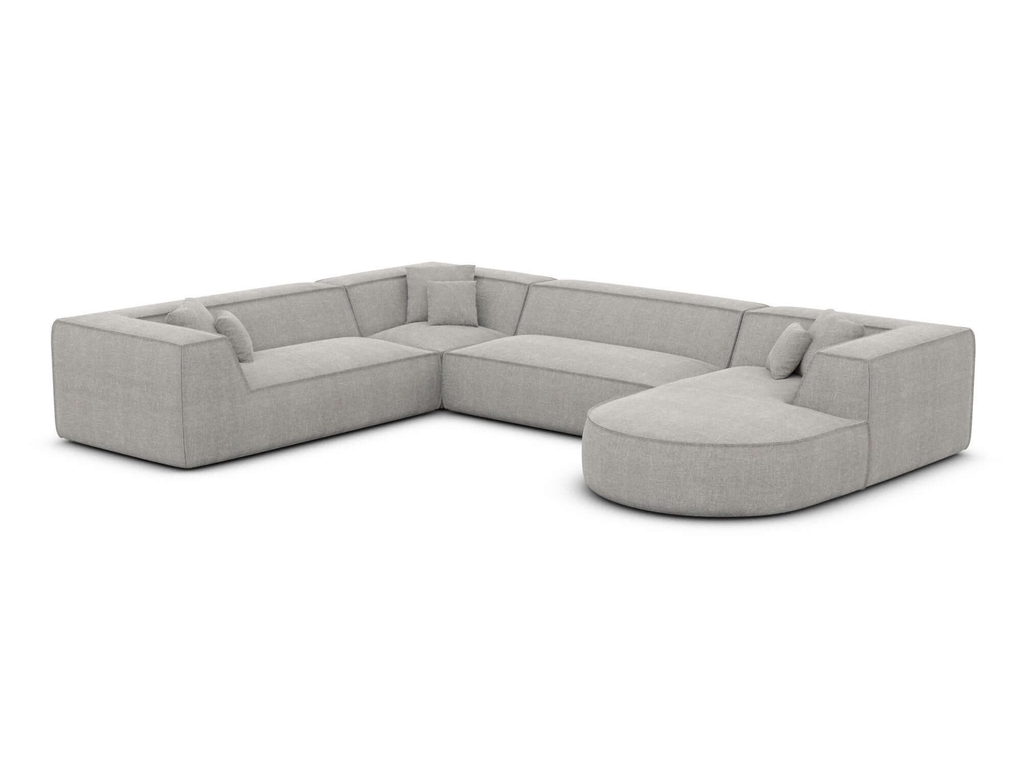XXL Wohnlandschaft Monterola U-Form aus Stoff Hellgrau