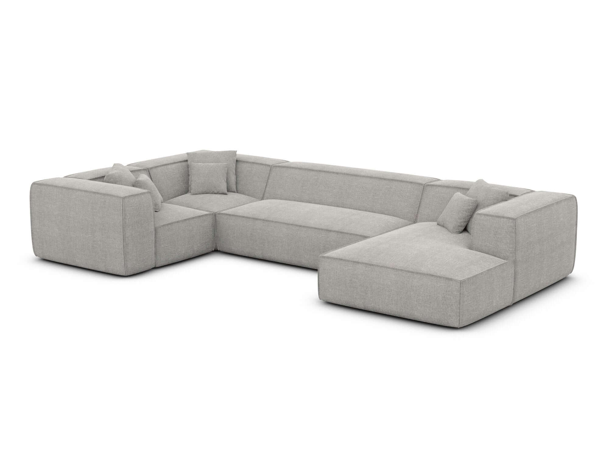 Wohnlandschaft Liranda XL U-Form in Stoff Hellgrau