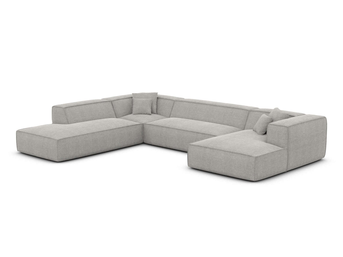 Wohnlandschaft Liranda Lounge U-Form aus Stoff Hellgrau