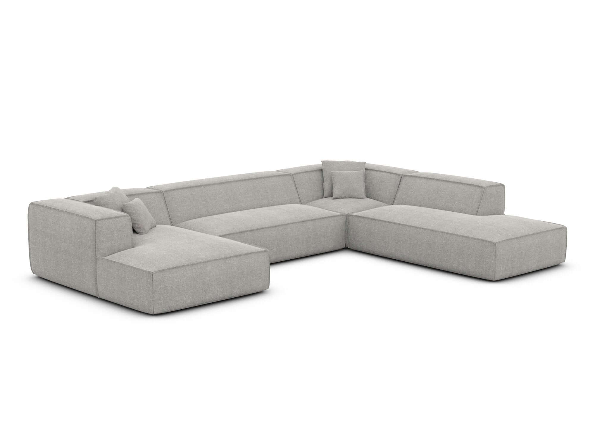 Wohnlandschaft Liranda Lounge U Form aus Stoff hellgrau