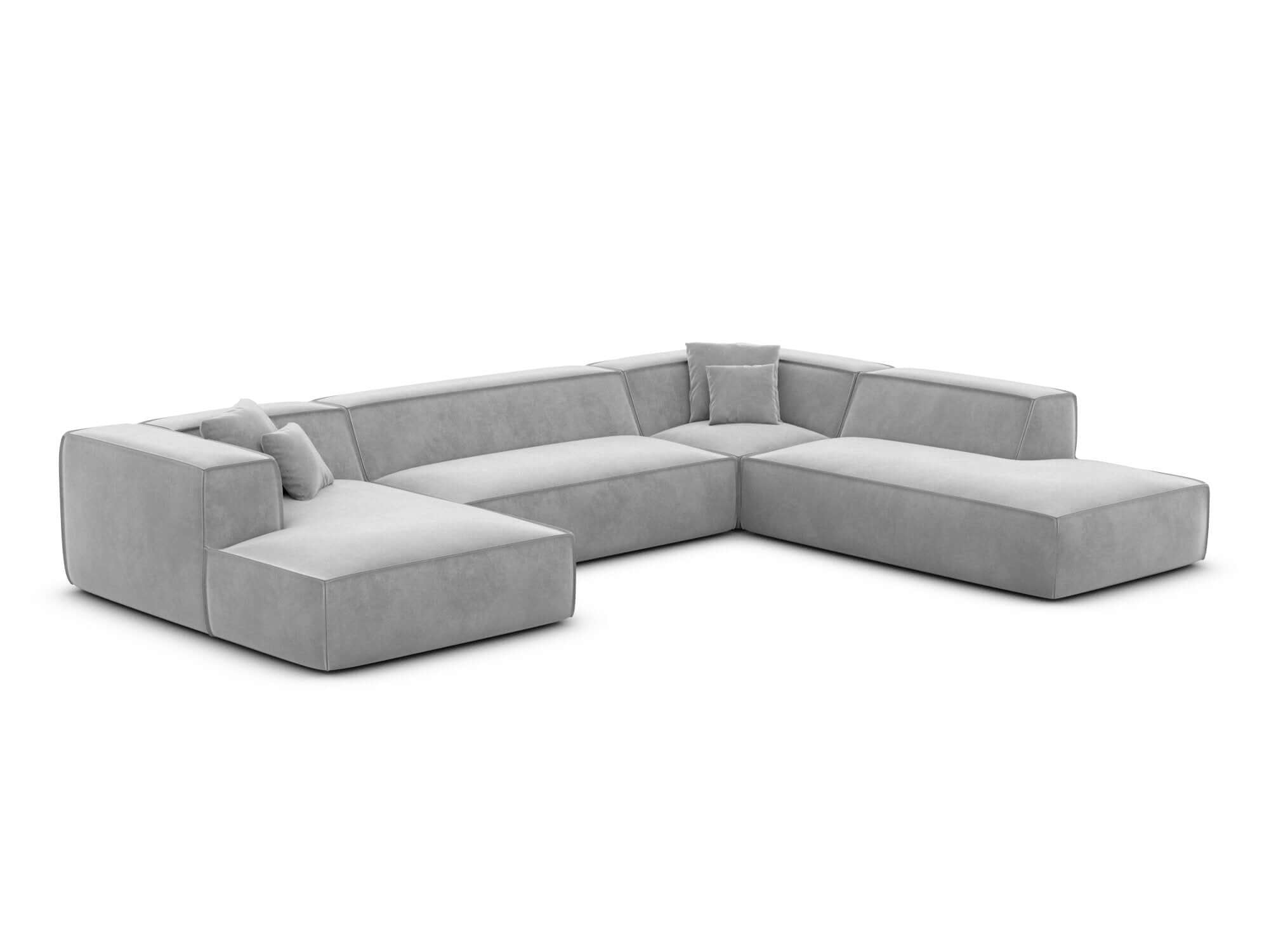 Wohnlandschaft Liranda Lounge U-Form aus Stoff Hellgrau