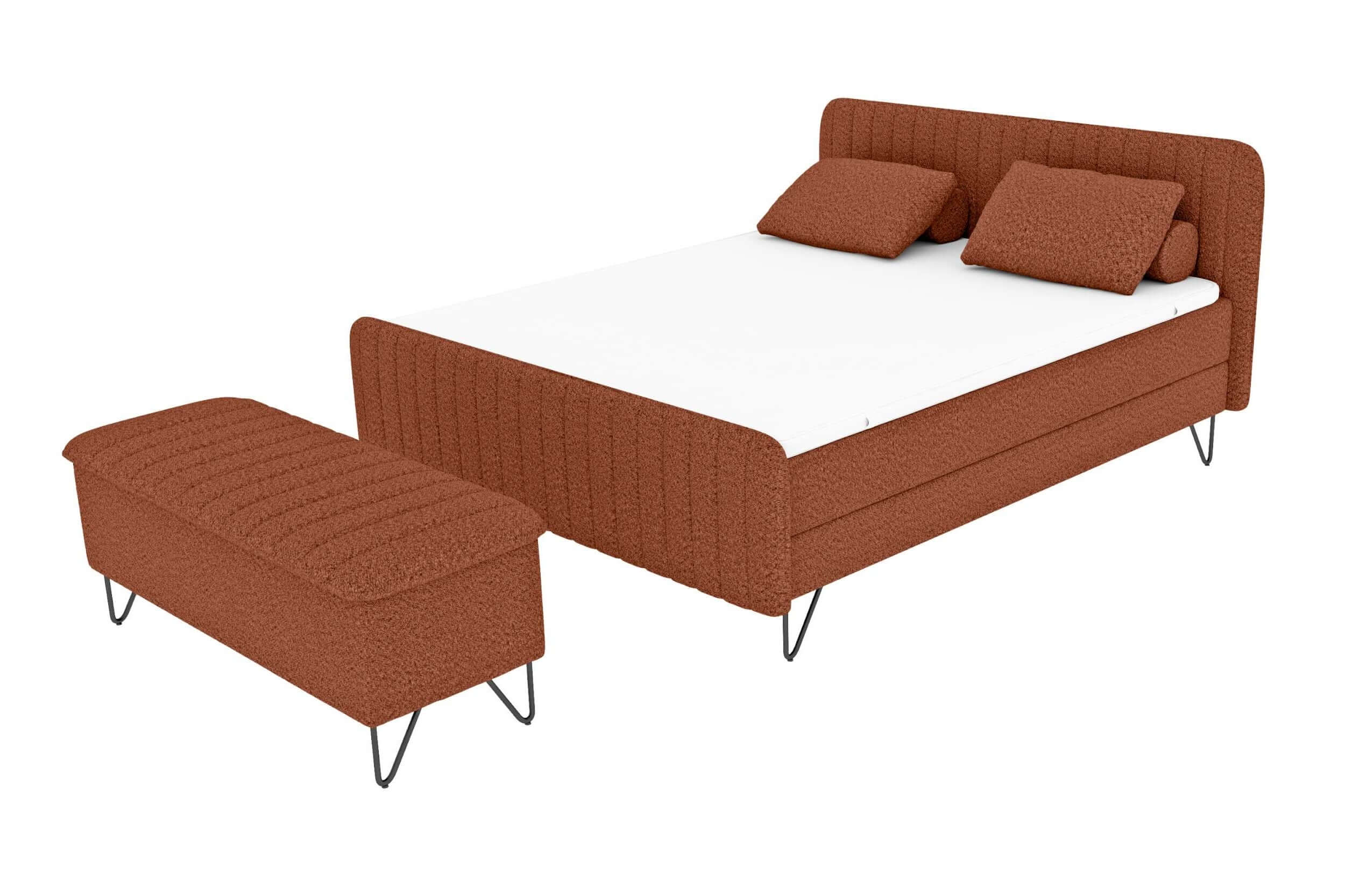 Boxspringbett Aurelio mit Hocker Terracotta