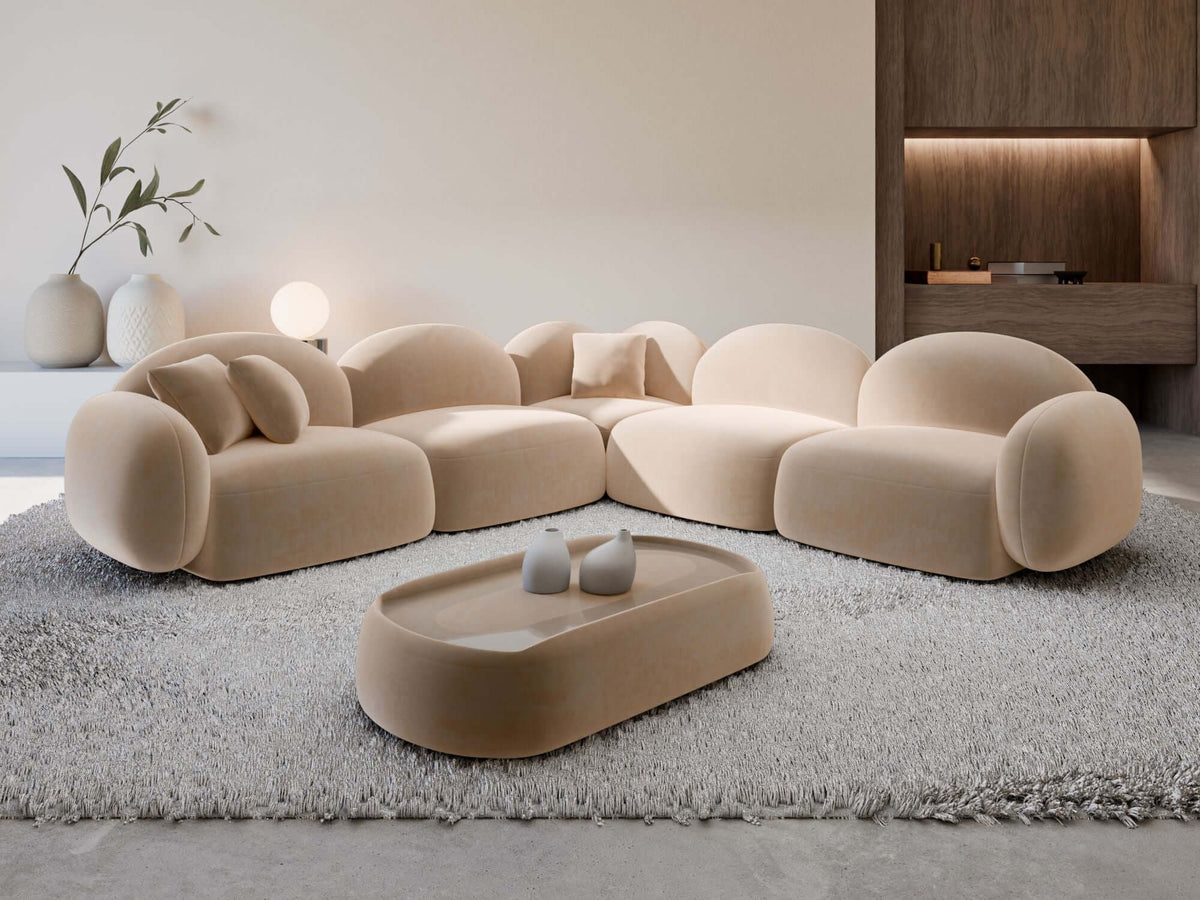 Ecksofa Mirello L-Form aus Stoff Dunkelblau