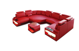 Leder Wohnlandschaft Asti Mini – Modern & Komfortabel in Kunstleder und der Farbe Rot und Schwarz - Ausrichtung links