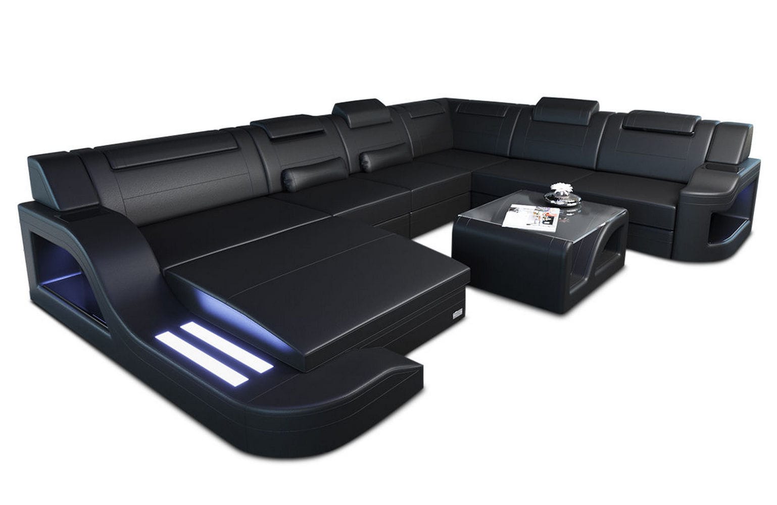 XL Leder Wohnlandschaft Palermo – Komfort & Stil schwarz
