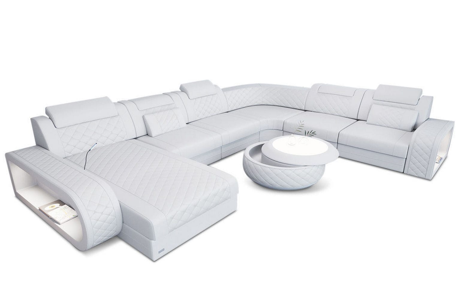 XXL Wohnlandschaft Berlin – Leder Sofa weiß