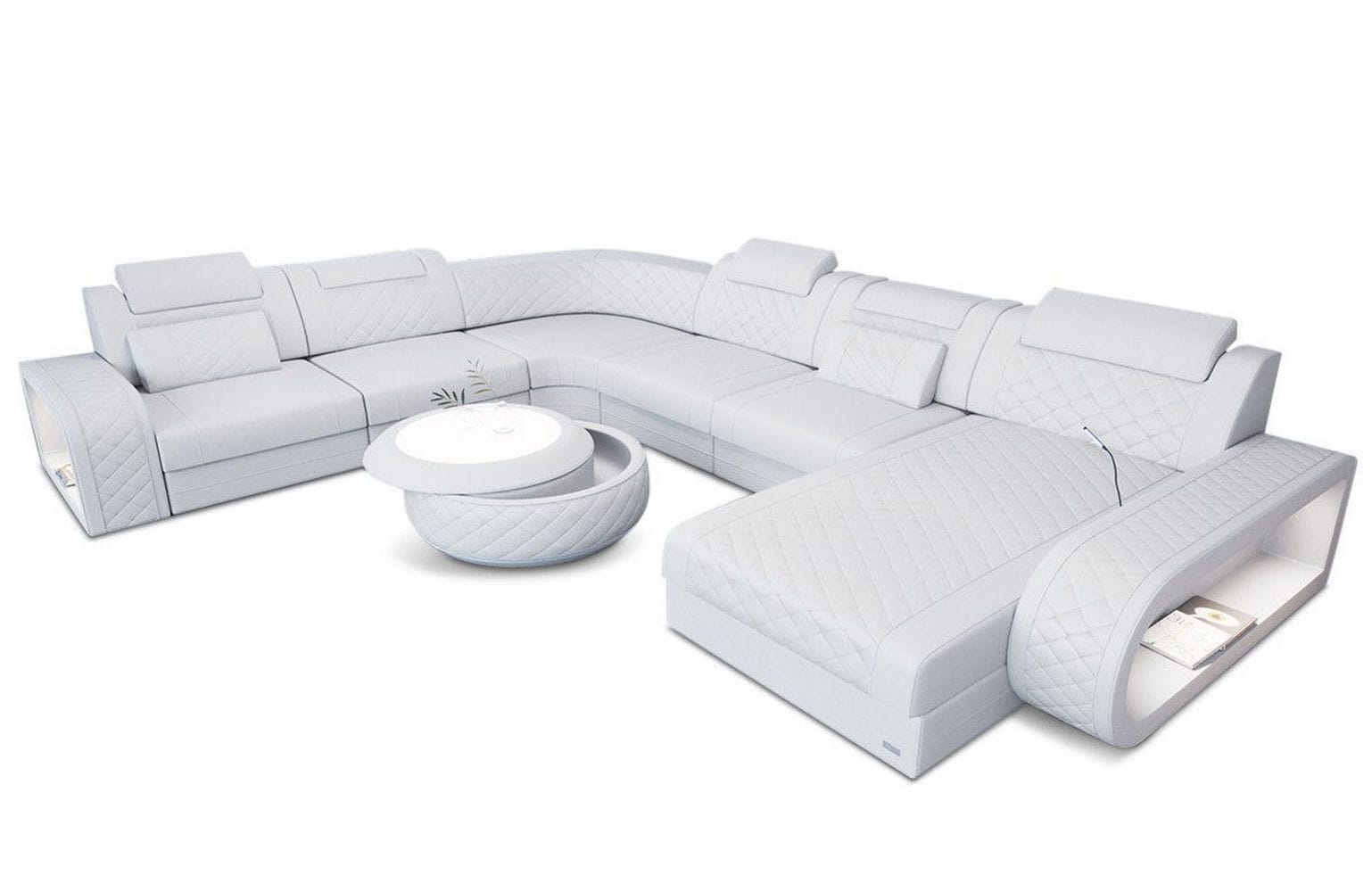XXL Wohnlandschaft Berlin – Leder Sofa weiß