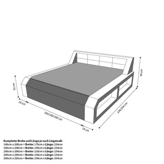 Wasserbett Matera mit LED und vier Beruhigungsstufen Dunkelbraun-Weiß