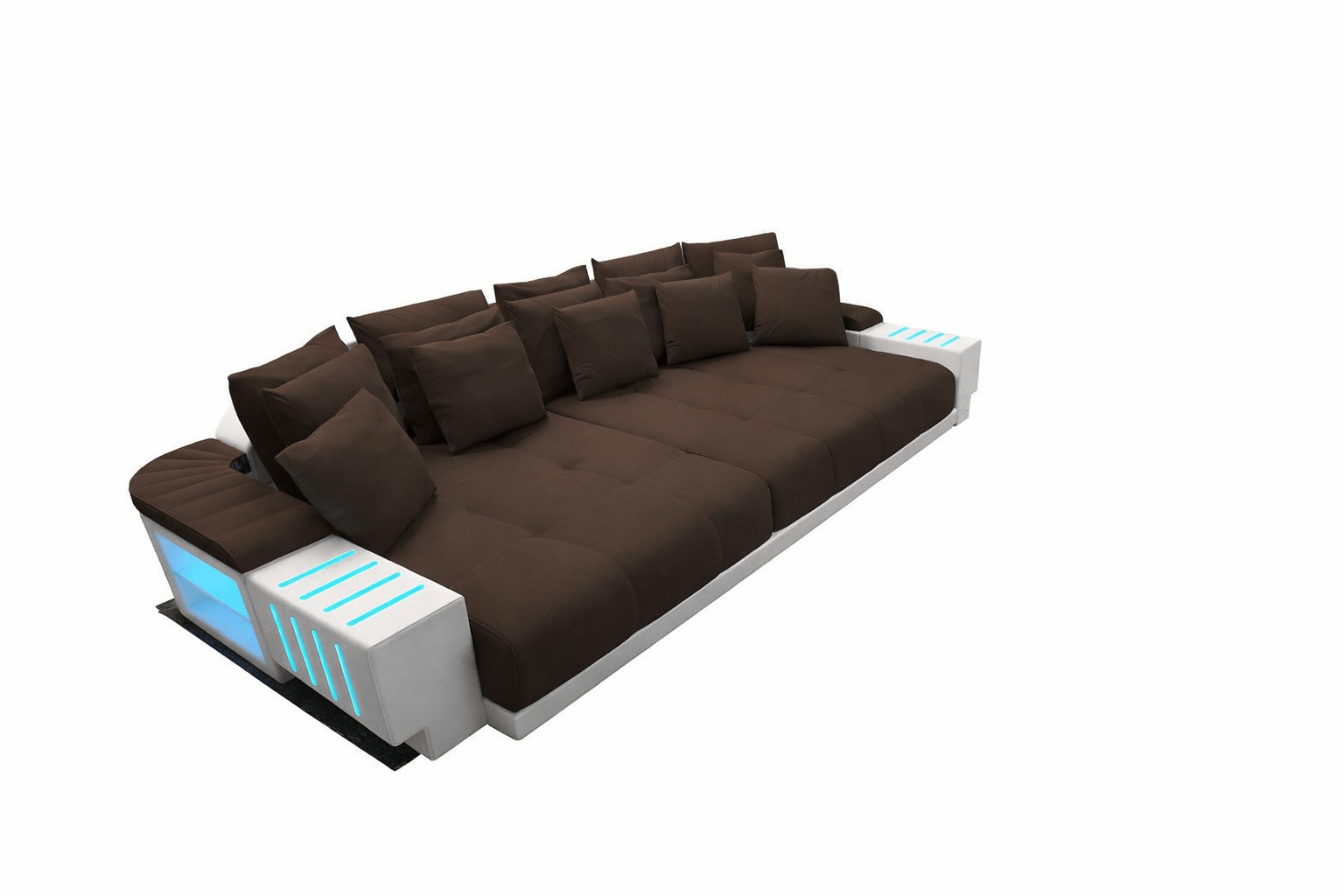 Big Sofa Bellagio im modernen Stoffbezug Dunkelbraun-Weiß
