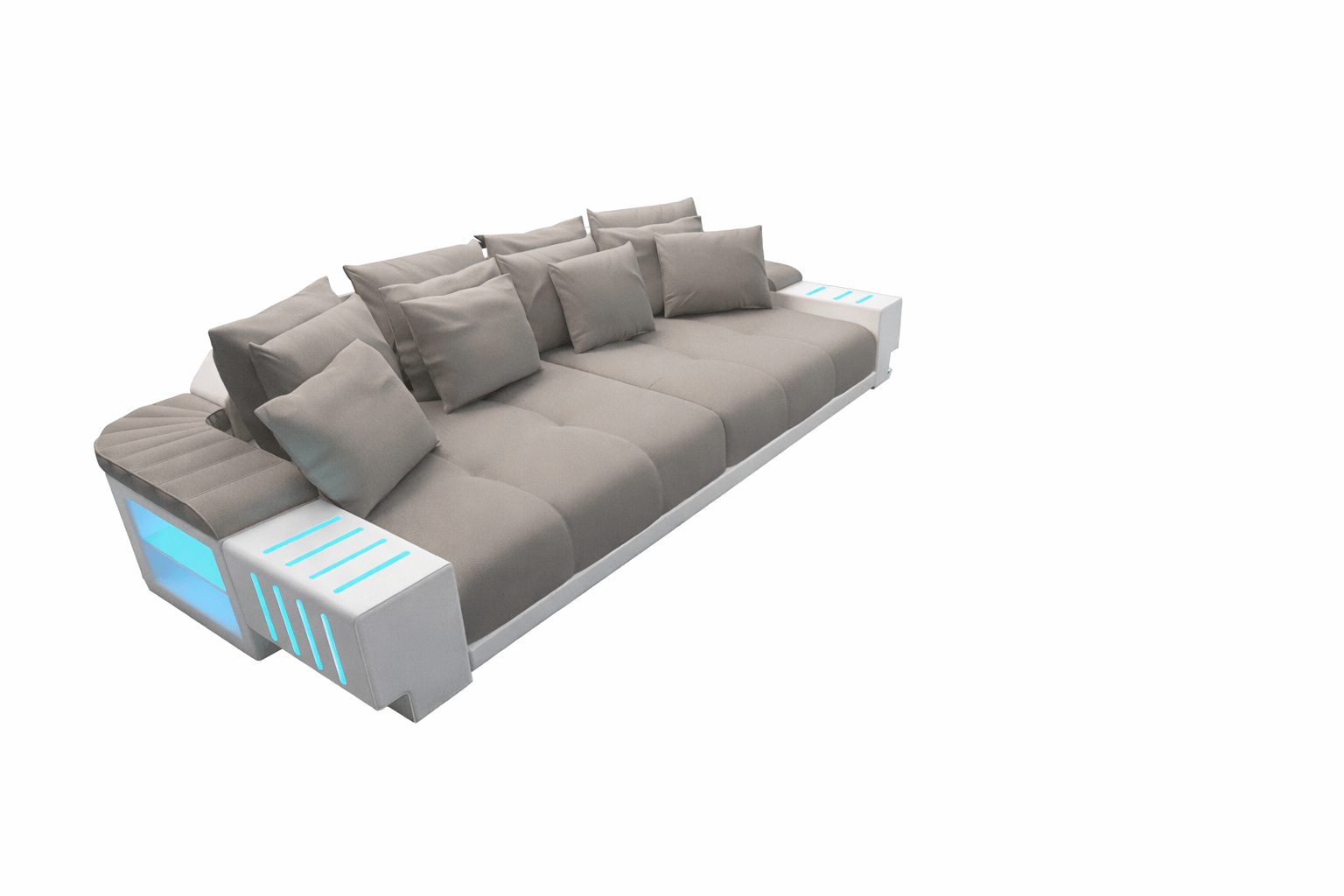 Big Sofa Bellagio im modernen Stoffbezug Hellgrau-Weiß