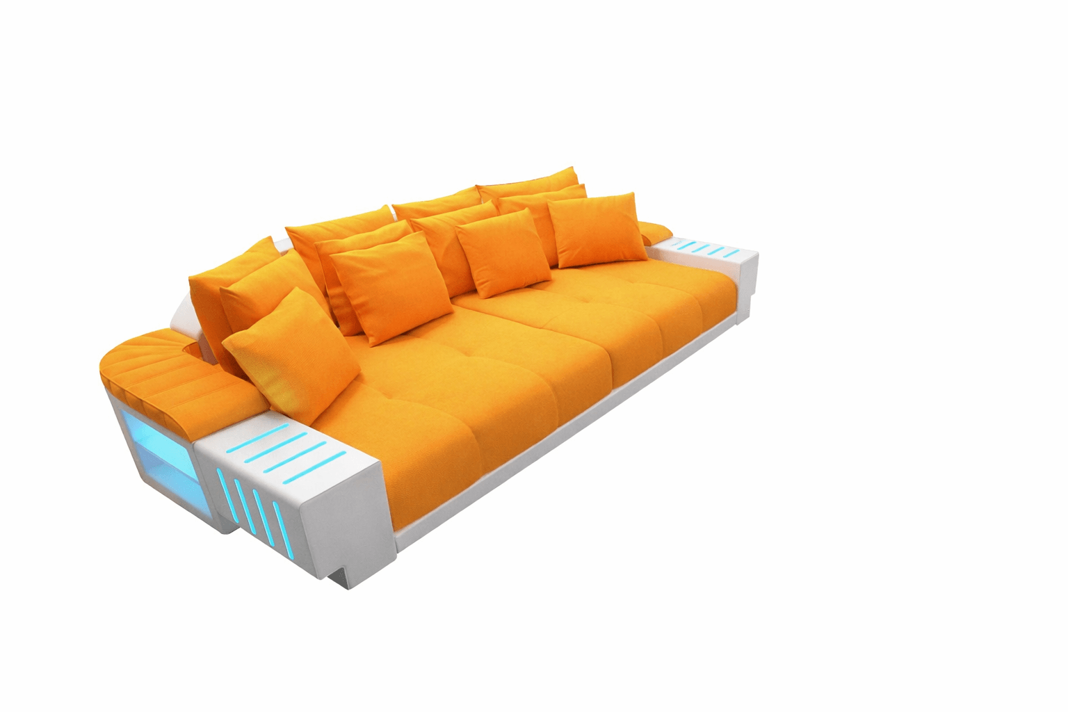 Big Sofa Bellagio im modernen Stoffbezug Apricot-Weiß