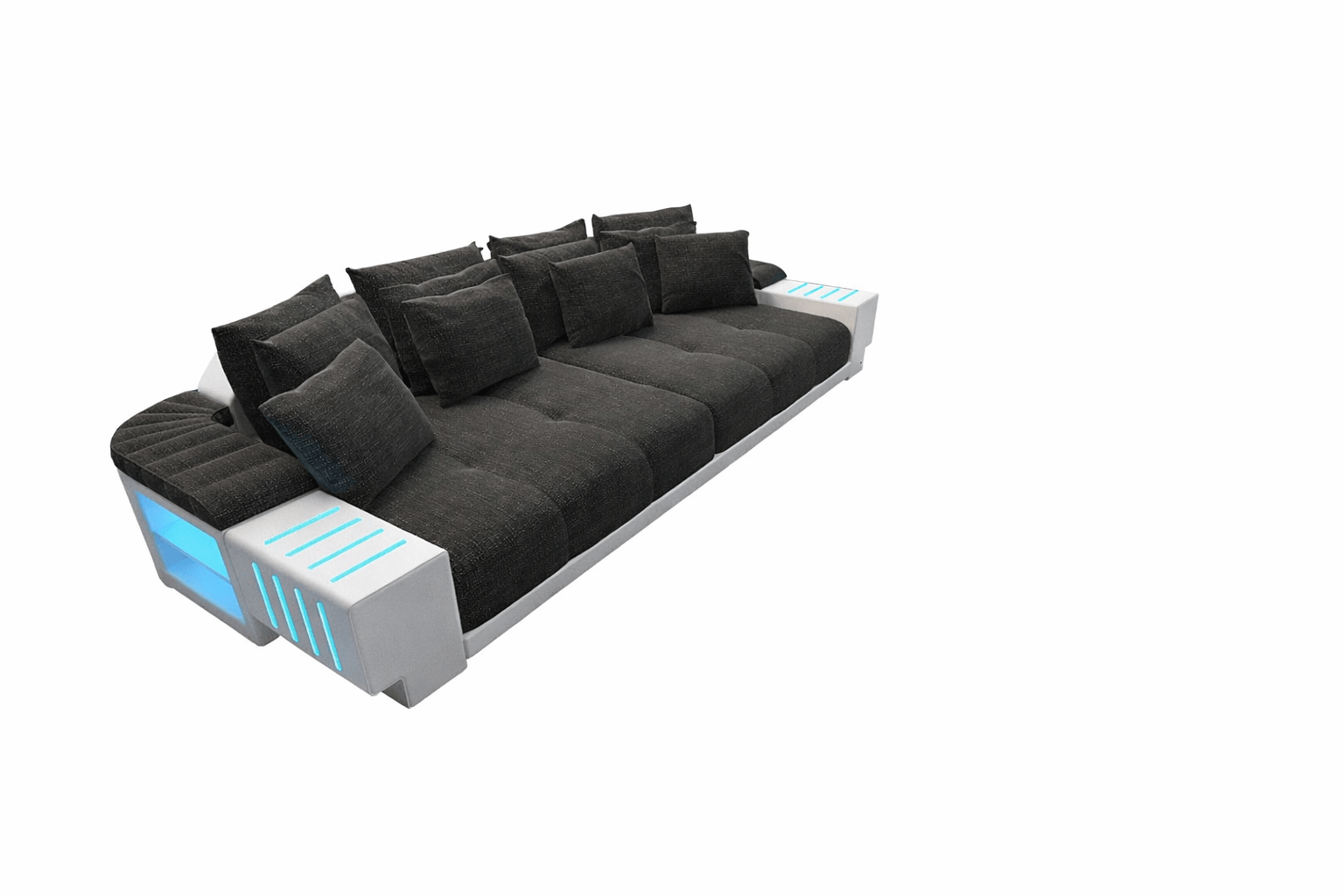 Big Sofa Bellagio im modernen Stoffbezug Schwarzgrau-Weiß