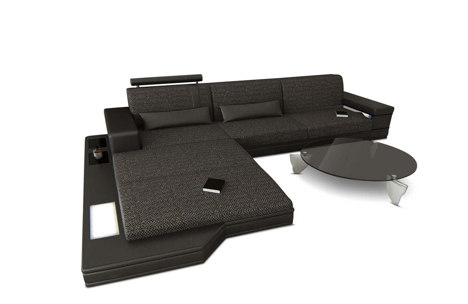 Stoffsofa Messana L-Form – Komfort & Design Schwarzgrau-Schwarz