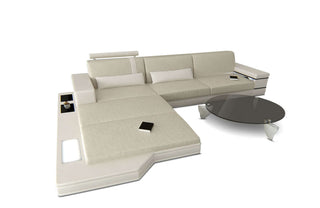 Stoffsofa Messana L-Form – Komfort & Design in Strukturstoff und der Farbe Elfenbein und Weiß - Ausrichtung links - Bild 2