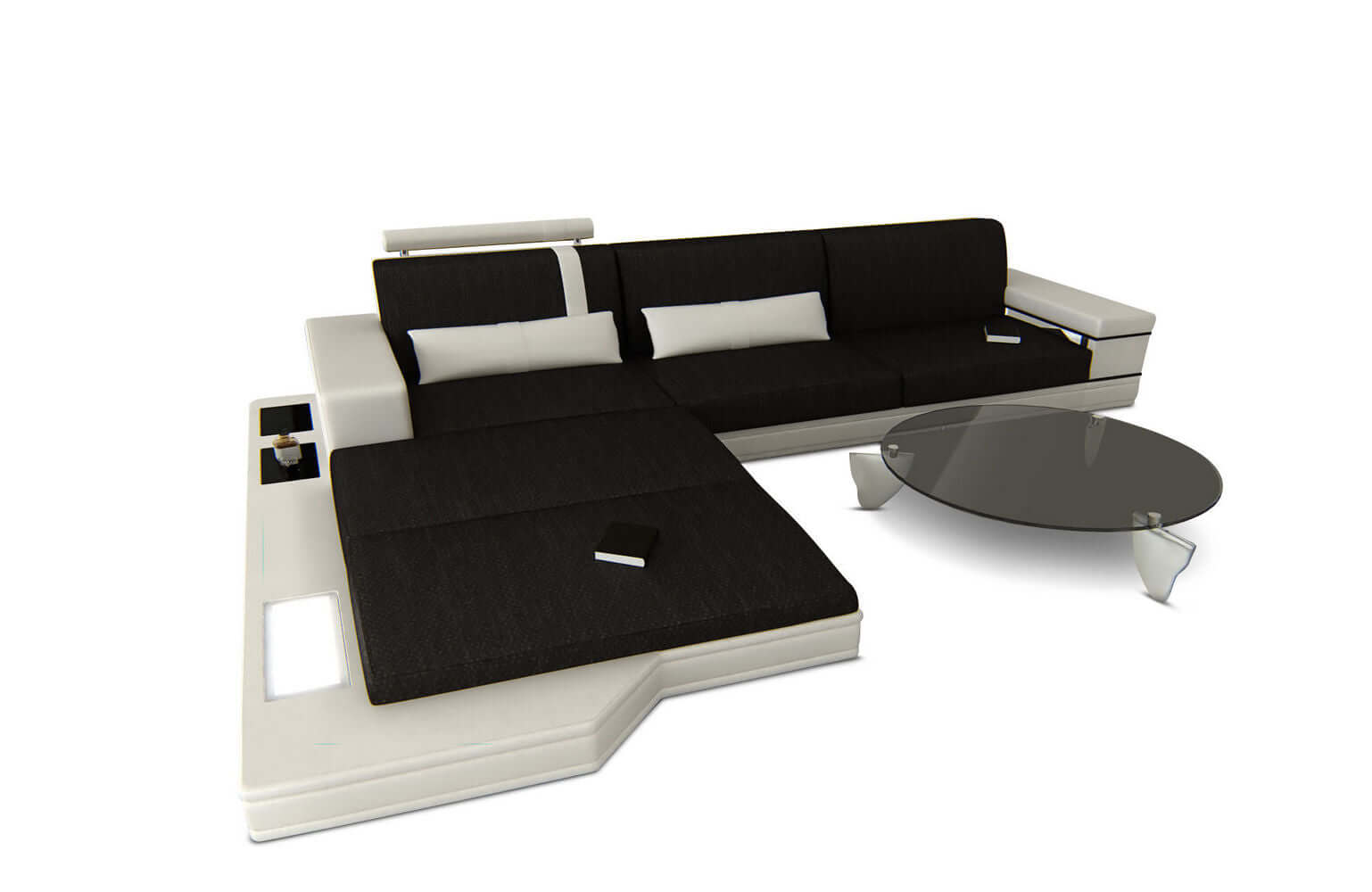 Stoffsofa Messana L-Form – Komfort & Design Schwarz-Weiß