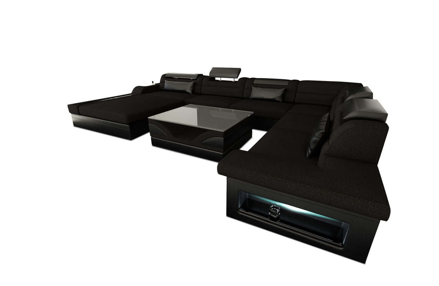 Wohnlandschaft Mezzo XXL U-Form in Stoff schwarz-schwarz
