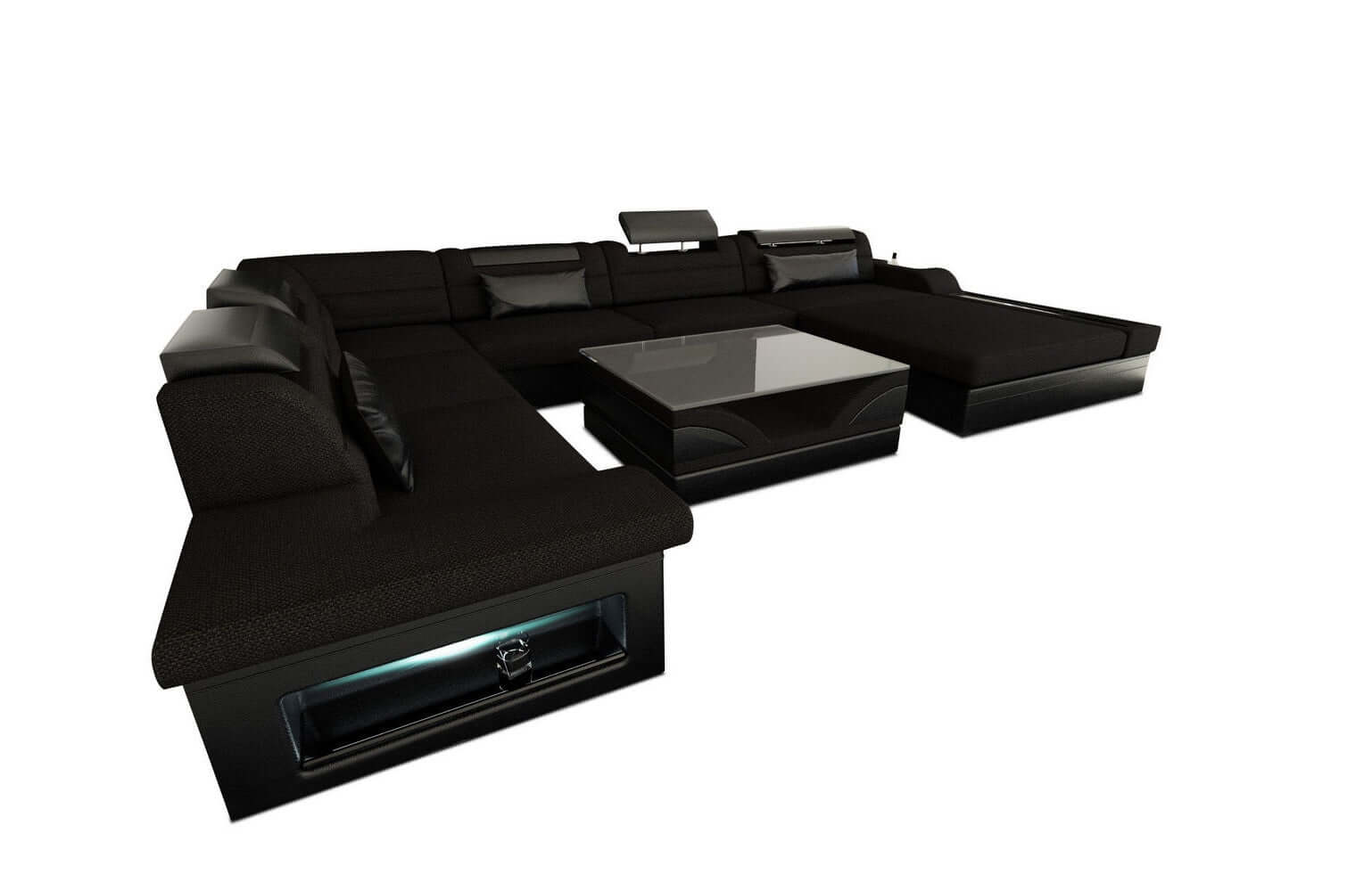 Wohnlandschaft Mezzo XXL U-Form in Stoff schwarz-schwarz