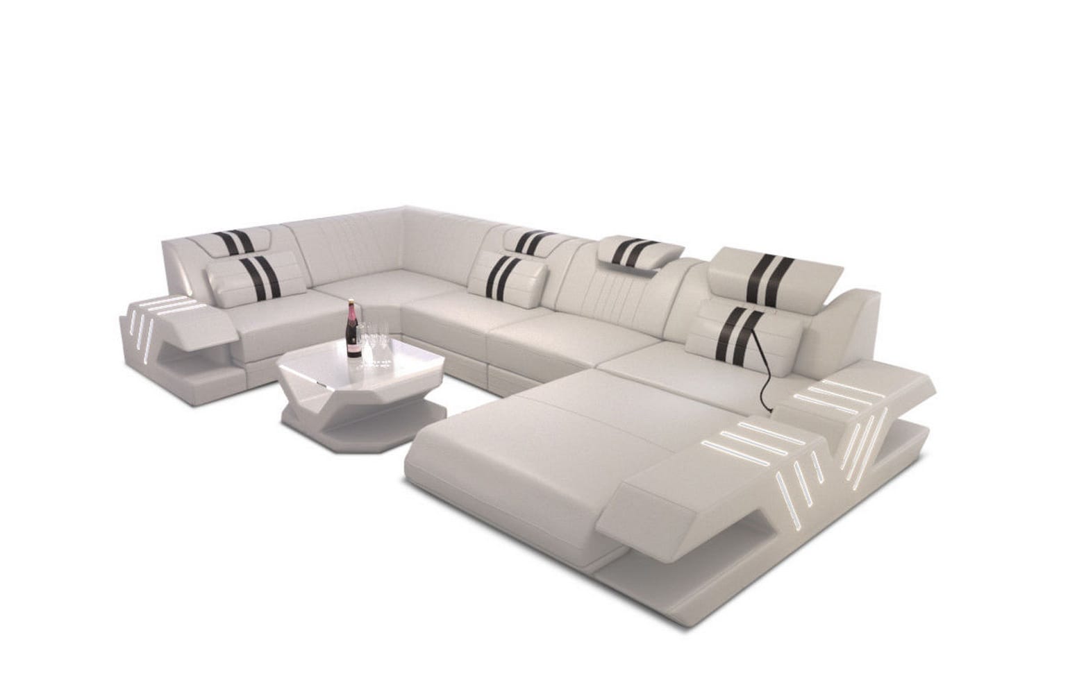 Wohnlandschaft Venedig U Form beige-schwarz