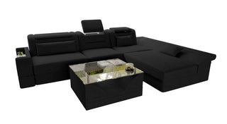 Ecksofa Monza L Form Stoffsofa, Material: Strukturstoff, Farbe: Schwarz
