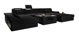 Wohnlandschaft Monza U Form Stoffsofa, Material: Strukturstoff, Farbe: Schwarz