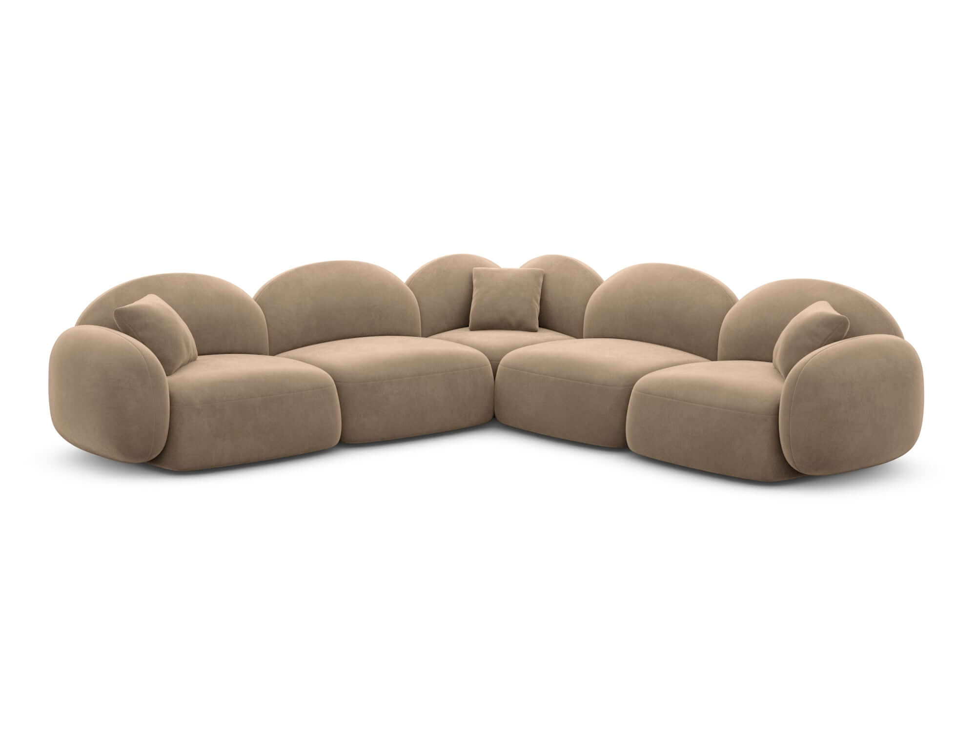 Ecksofa Mirello L-Form aus Stoff Braun