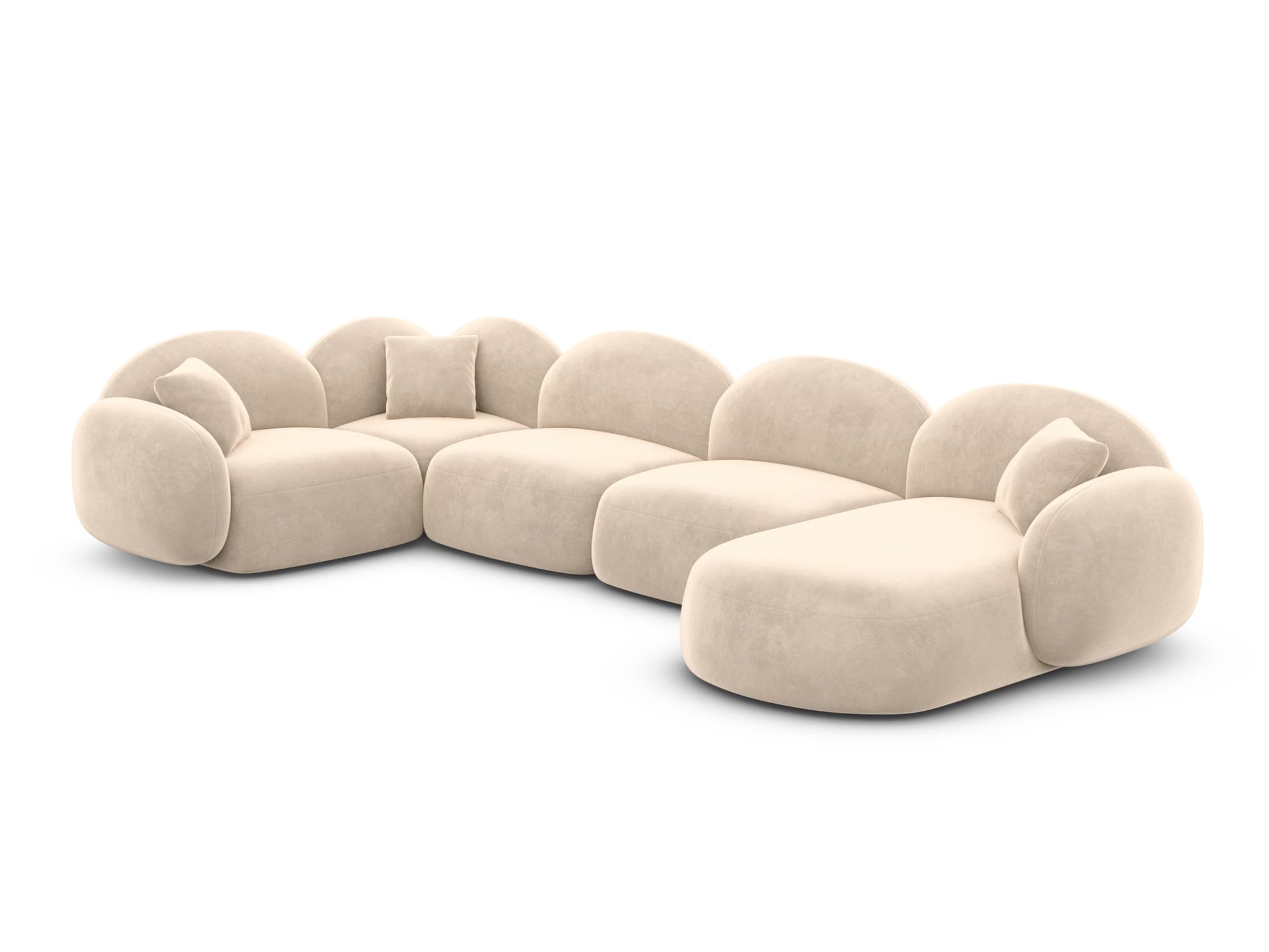 XL Wohnlandschaft Mirello U-Form aus Stoff Creme
