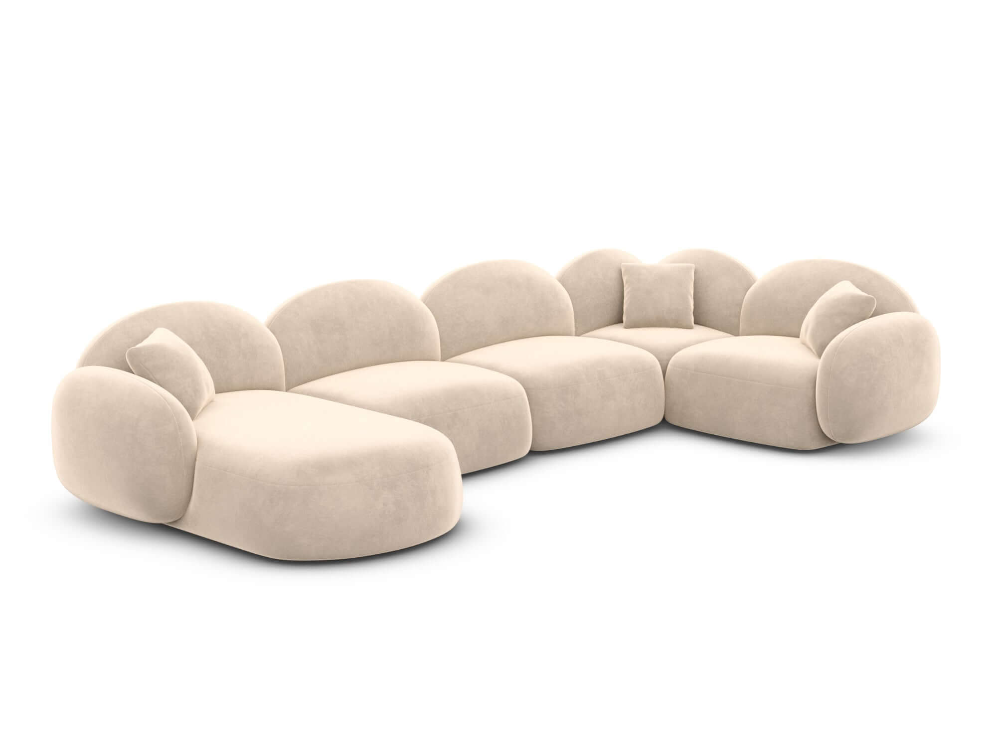 XL Wohnlandschaft Mirello U-Form aus Stoff creme