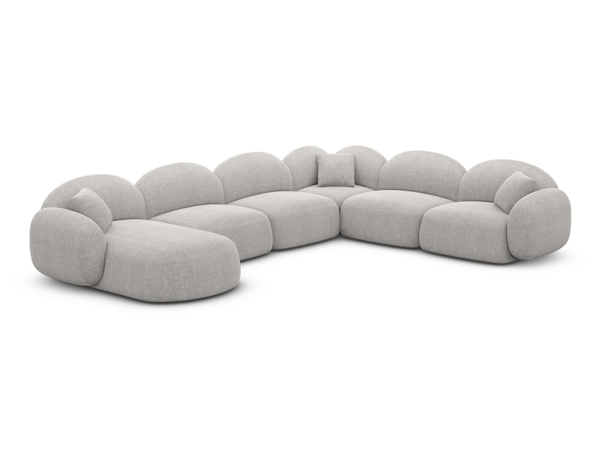 Wohnlandschaft Mirello XXL U-Form in Stoff Hellgrau