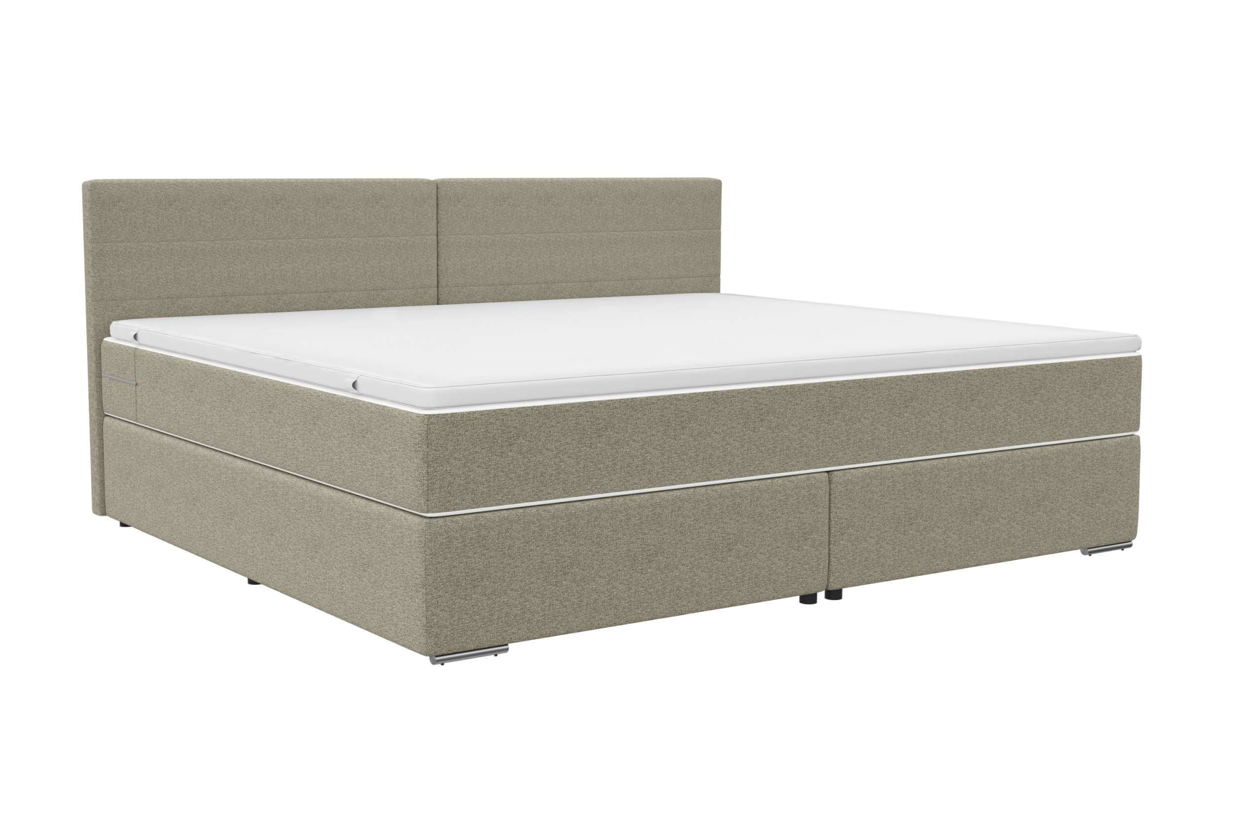 Boxspringbett Valerio Familienbett in Webstoff Beige
