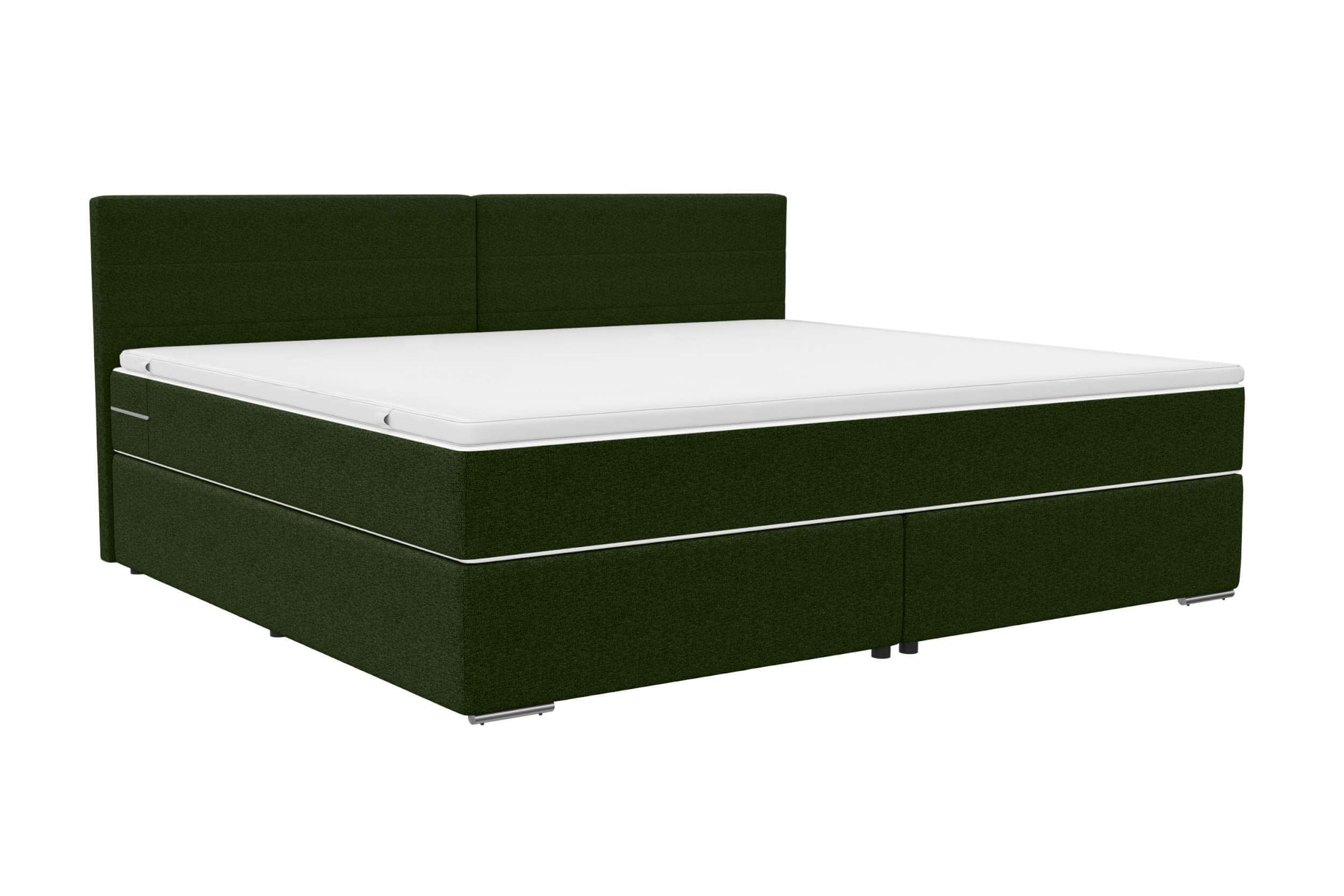 Boxspringbett Valerio Familienbett in Webstoff Dunkelgrün