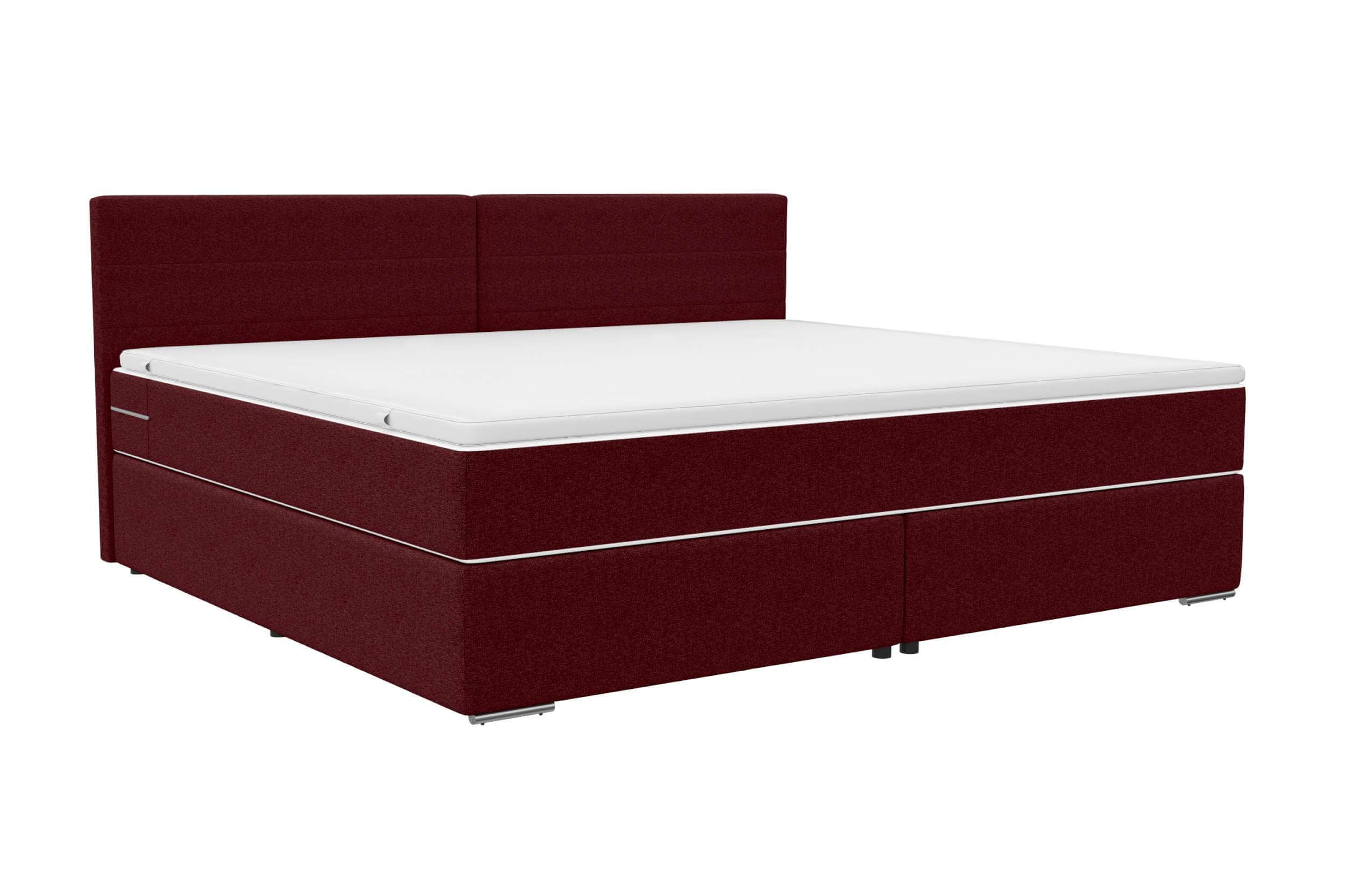 Boxspringbett Valerio Familienbett in Webstoff Bordeaux