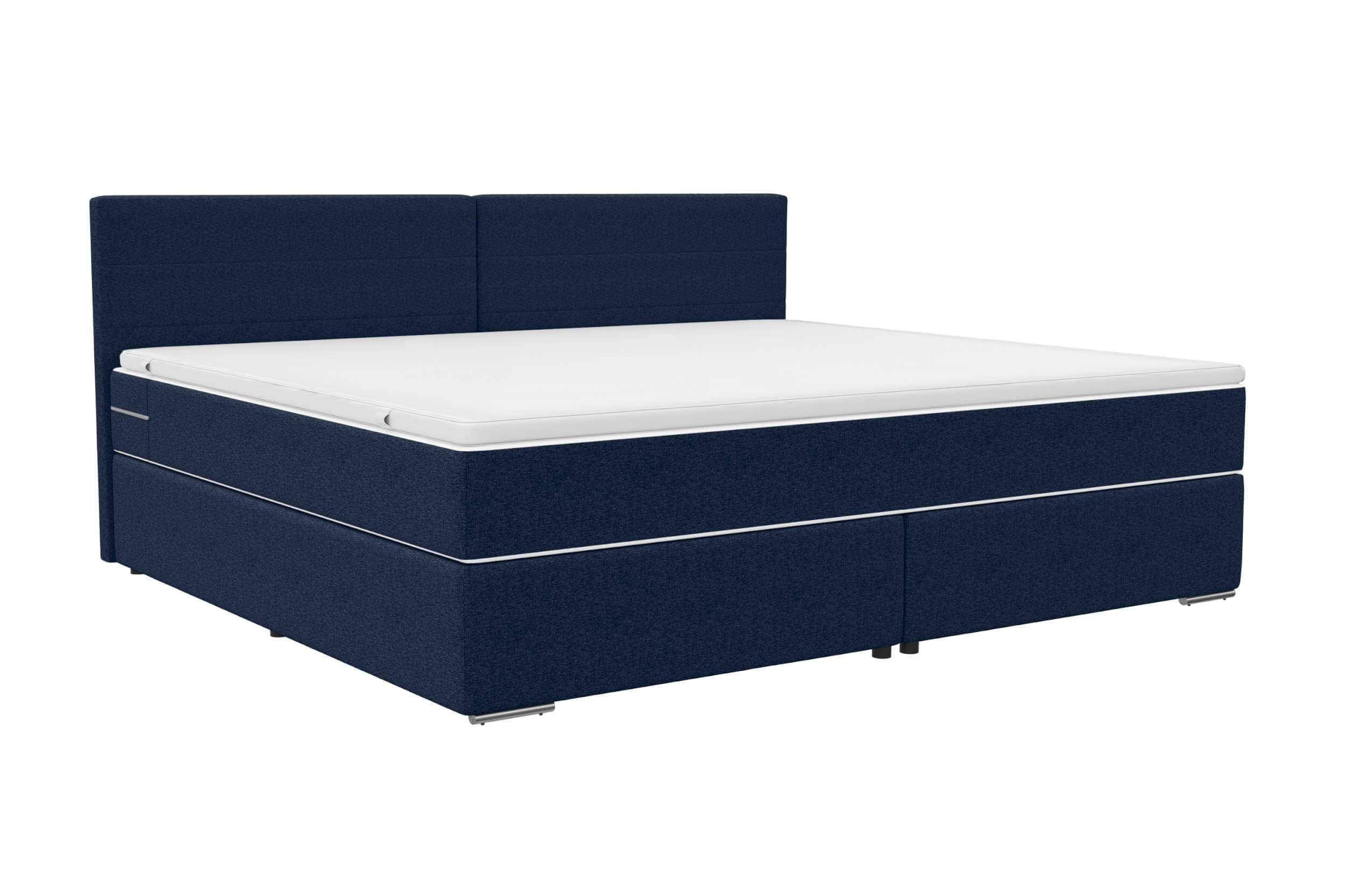 Boxspringbett Valerio Familienbett in Webstoff Dunkelblau