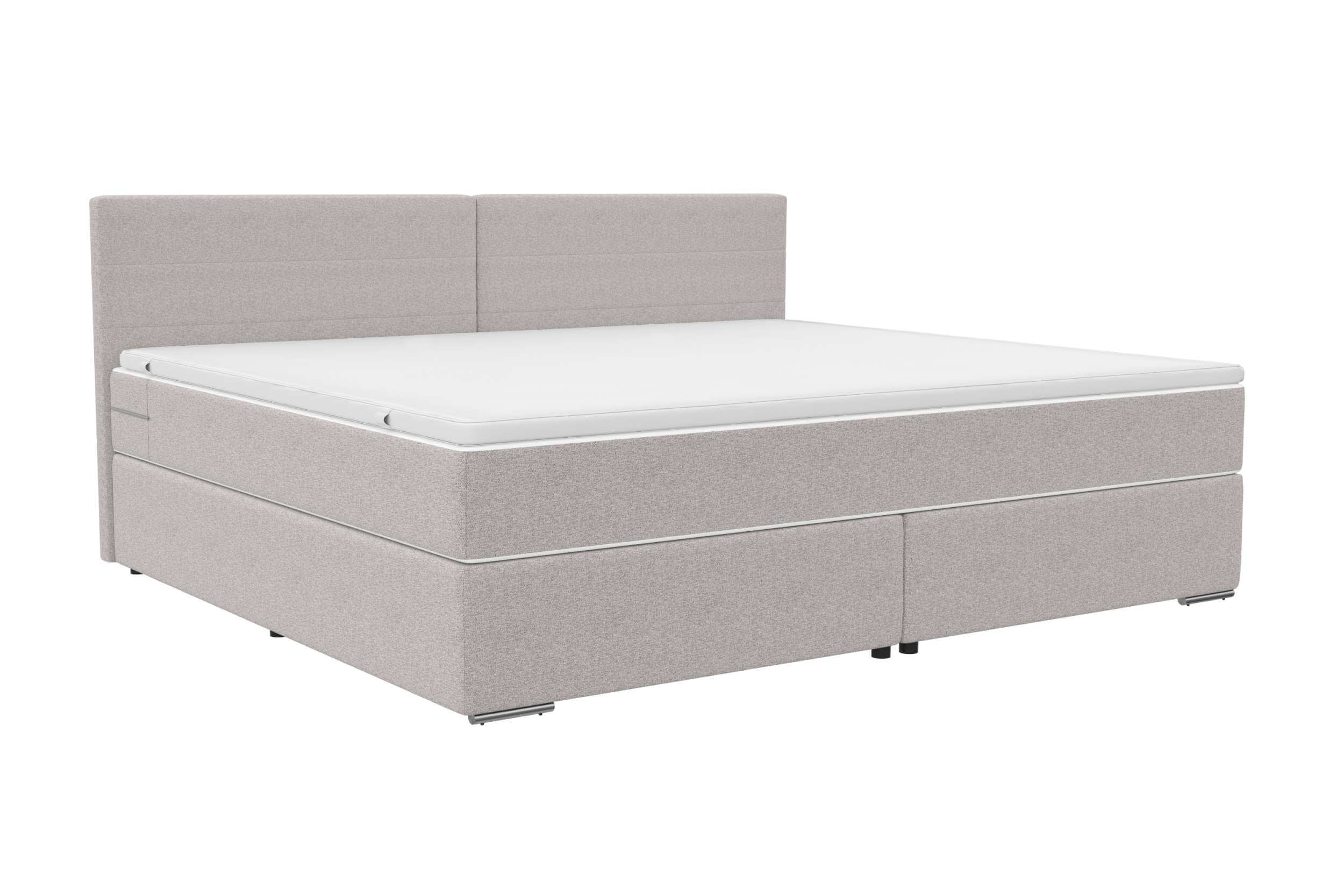 Boxspringbett Valerio Familienbett in Webstoff Hellgrau