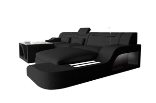 Ecksofa Palermo L Form Stoffsofa, Material: Strukturstoff, Farbe: Schwarz