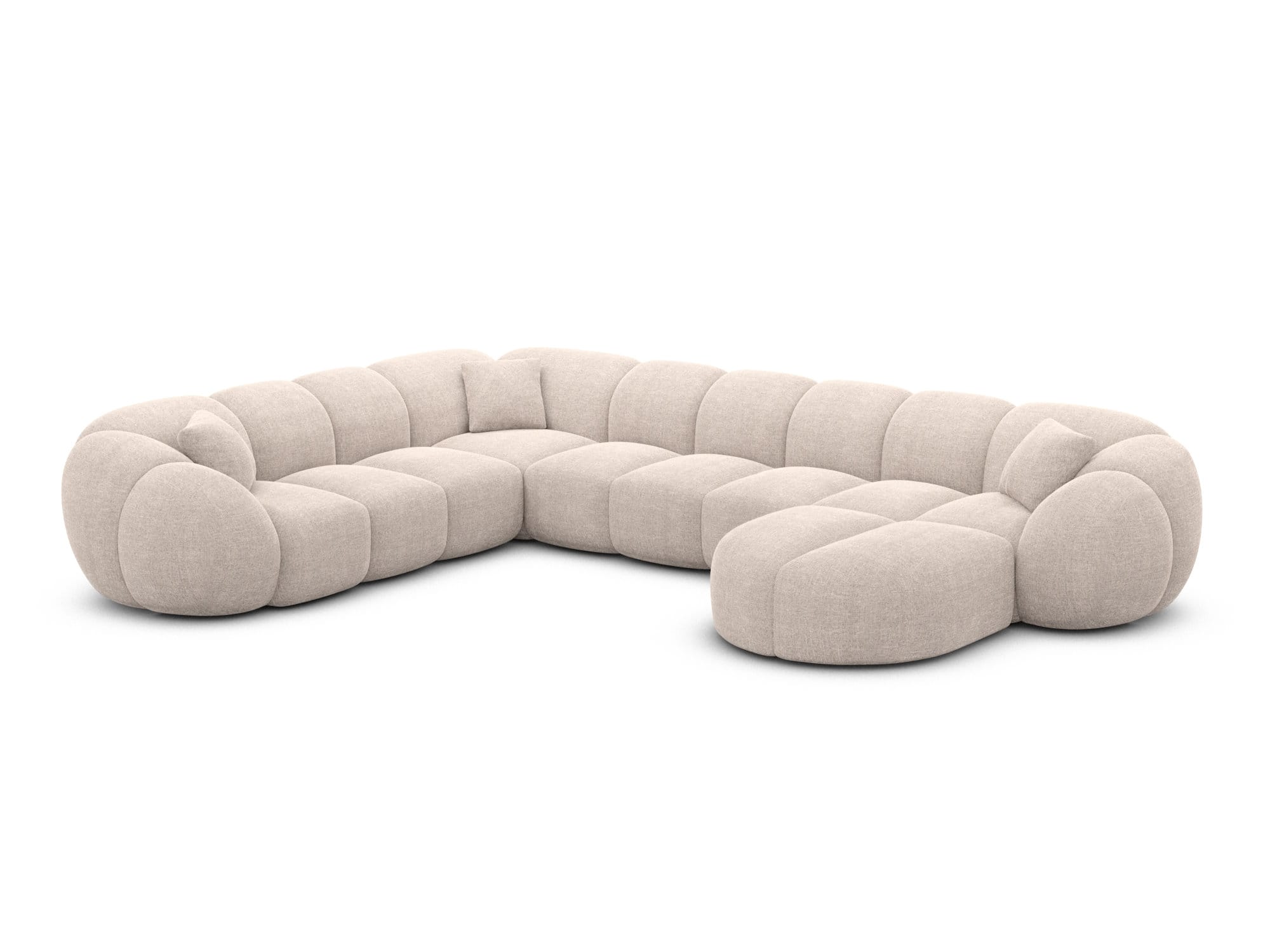 XXL Wohnlandschaft Valderosa U-Form aus Stoff Beige
