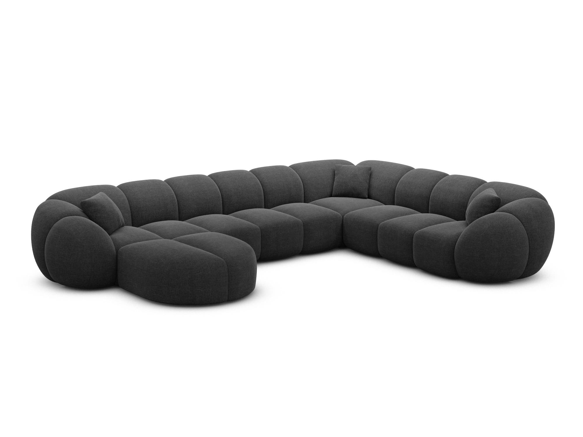 XXL Wohnlandschaft Valderosa U-Form aus Stoff Schwarz
