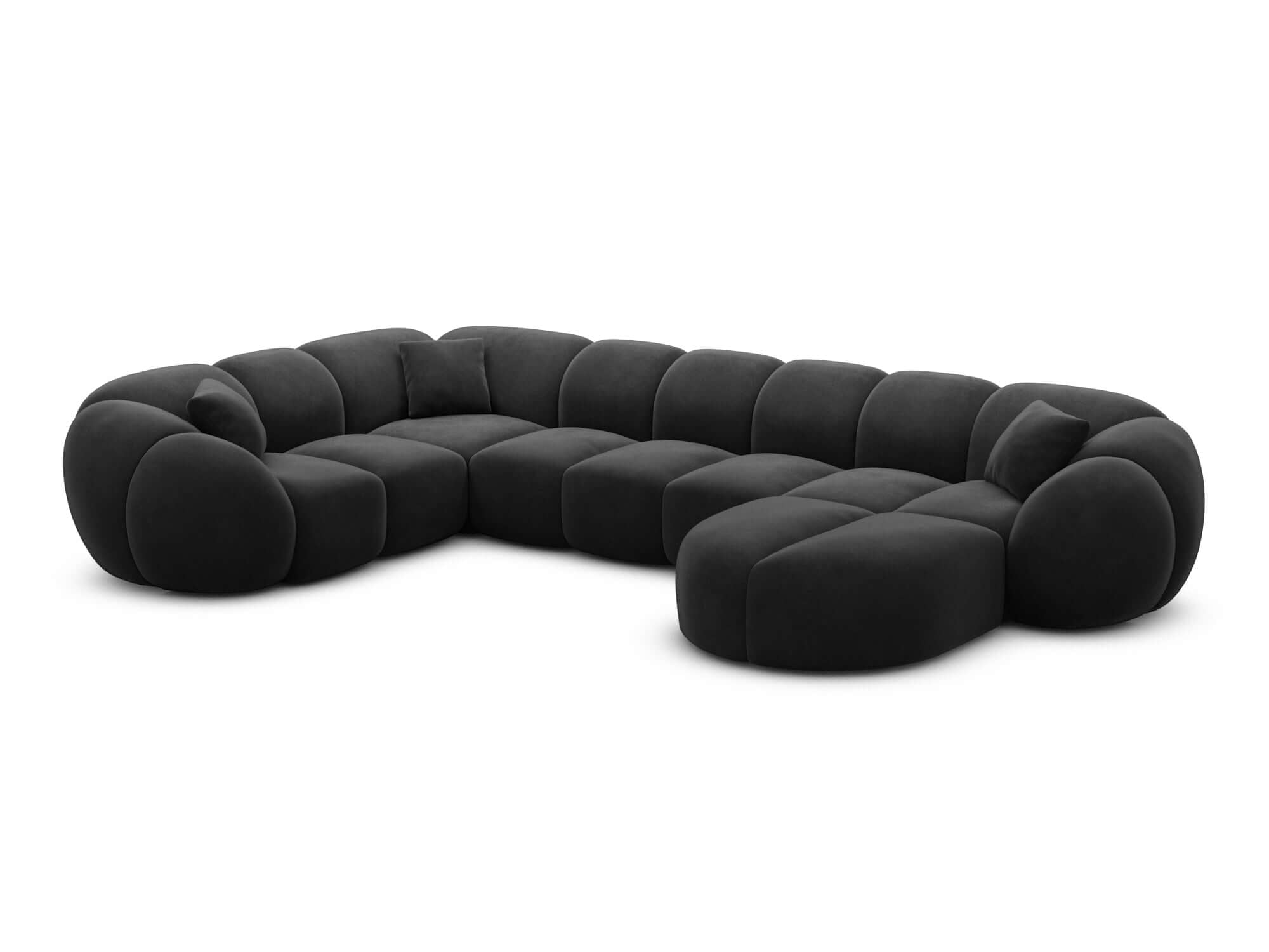 Polster Wohnlandschaft Valderosa XL U-Form Schwarz